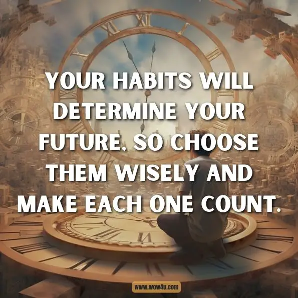 Your habits will determine your future, so choose them wisely and make each one count.