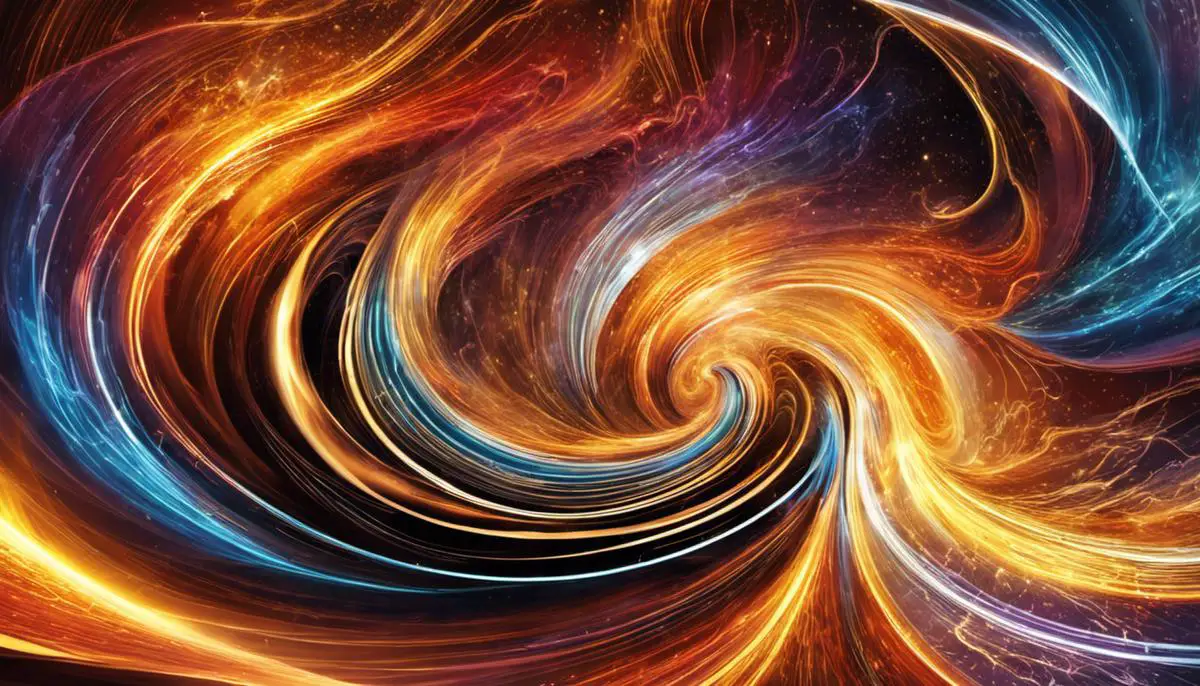 Illustration of a bright energy surge with swirling patterns.