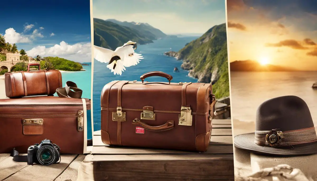 A collage of travel-related images, including a compass, a suitcase, and a camera, symbolizing the essence of family vacations.