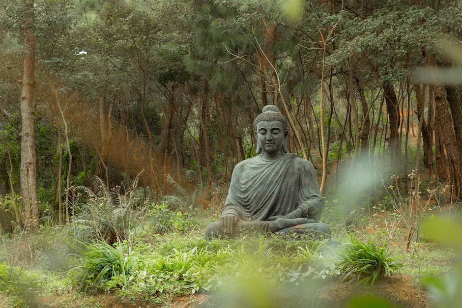 A person meditating in a peaceful environment, surrounded by nature.