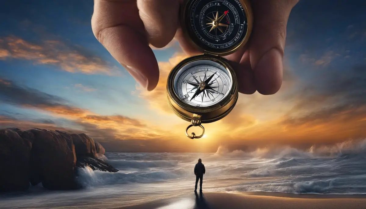 Image of a person holding a compass, symbolizing the journey of navigating life's turbulent times